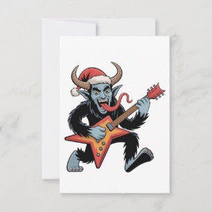Skrämmande Krampus Gitarr Elektrisk Rock Jul Tack Kort