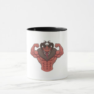 Skrämmande Krampus Jul Flexande Muskel Fitness Mugg