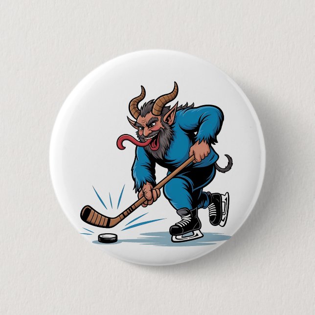 Skrämmande Krampus spelar ishockey jul  Knapp (Framsida)