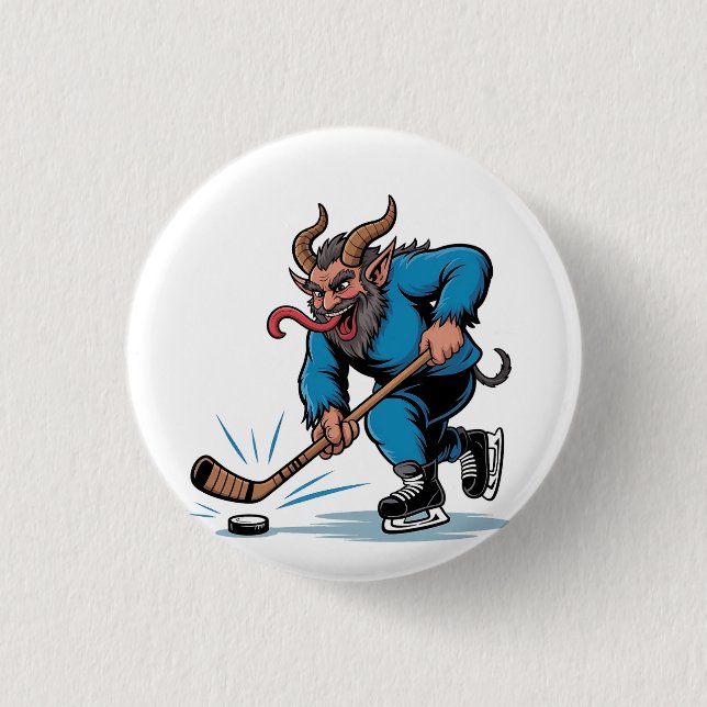 Skrämmande Krampus spelar ishockey jul  Knapp (Framsida)
