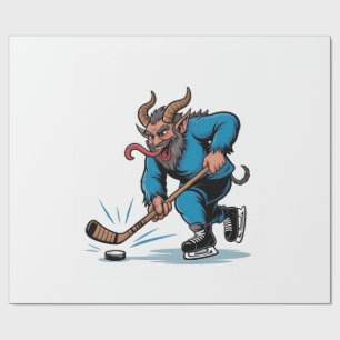 Skrämmande Krampus spelar ishockey jul Presentpapper