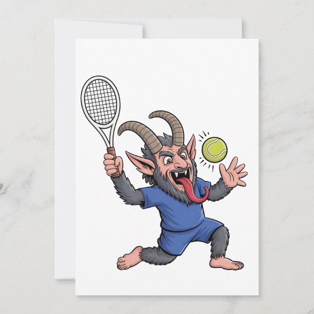 Skrämmande Krampus spelar tennis jul  Spara Datumet (Framsida)