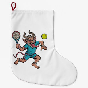 Skrämmande Krampus spelar tennis jul sport Stor Julstrumpa