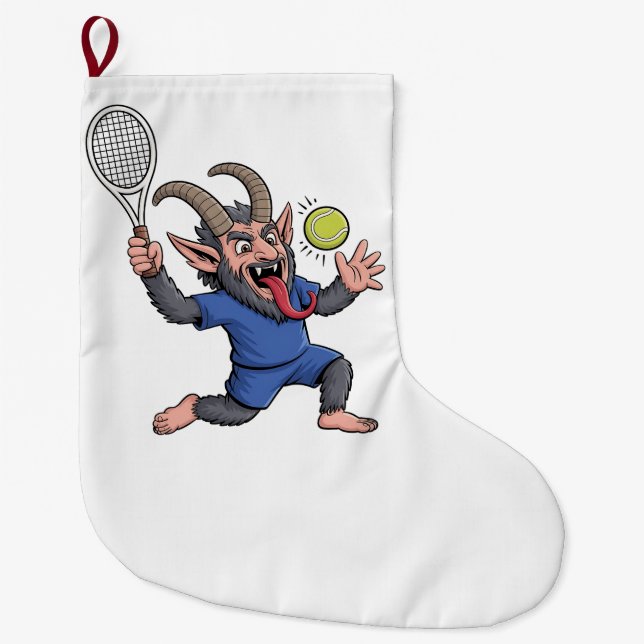 Skrämmande Krampus spelar tennis jul  Stor Julstrumpa (Framsidan)