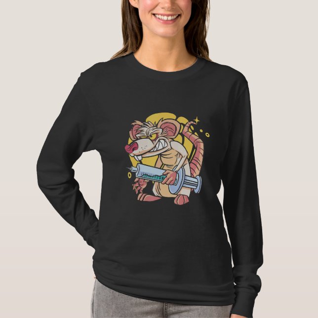 Skrämmande kuslig ilsken råtta spruta t shirt (Framsida)