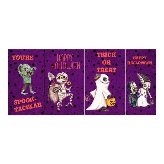 Skrämmande kusliga barns Halloween-klassrumskort Reklamkort (Framsidan)