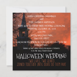 Skrämmande kyrka Halloween bröllopsinbjudan Inbjudningar