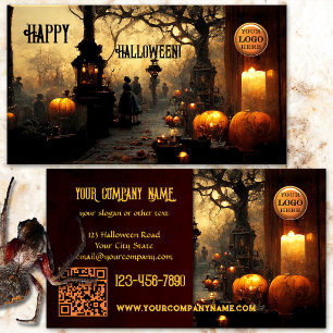 Skrämmande kyrkogård Halloween Visitkort
