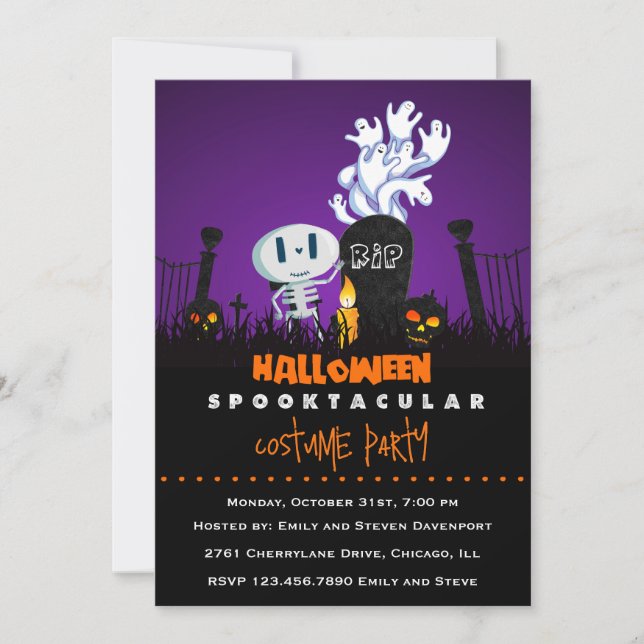 Skrämmande kyrkogård Halloweenfest-inbjudan Inbjudningar (Framsida)