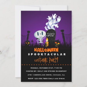 Skrämmande kyrkogård Halloweenfest-inbjudan Inbjudningar
