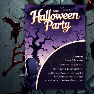 Skrämmande kyrkogård spöklik Halloween-fest Inbjudningar