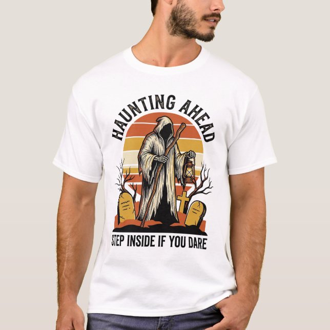 Skrämmande kyrkogårdströja med hemskt solnedgångsr t shirt (Framsida)