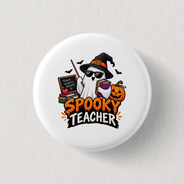 Skrämmande lärar Halloween  Knapp (Framsida)