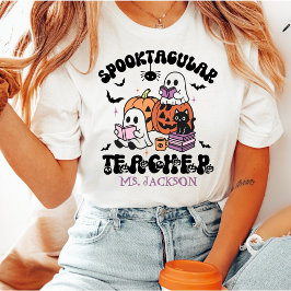 Skrämmande lärare Anpassat namn Söt Halloween T Shirt
