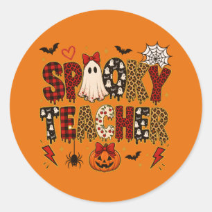 Skrämmande lärare Halloween Leopardtryck Mix Runt Klistermärke