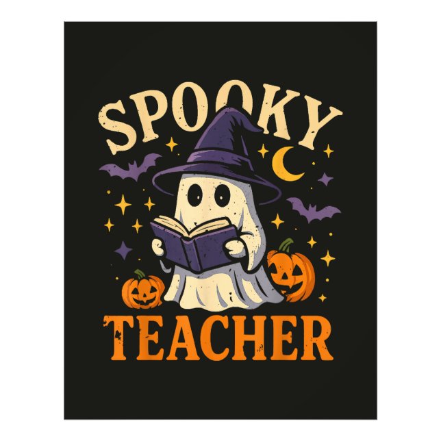 Skrämmande lärare Halloween Söt Ghost Läsning Fototryck (Framsidan)