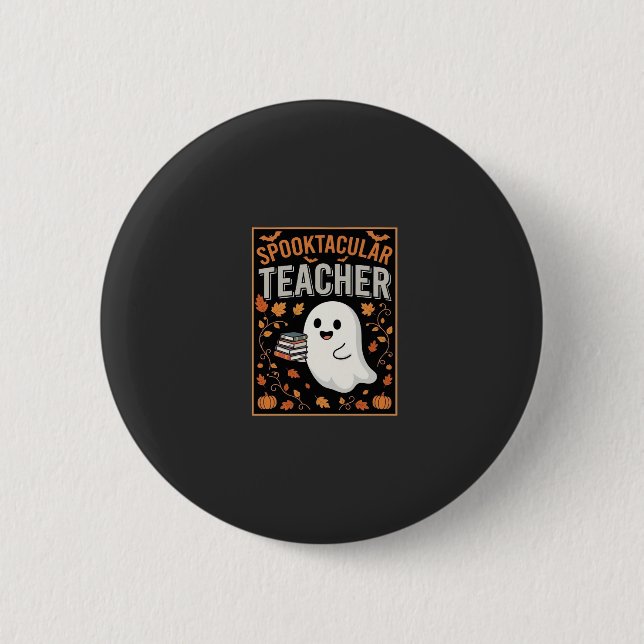 Skrämmande lärare Halloween-spökdesign_1 Knapp (Framsida)