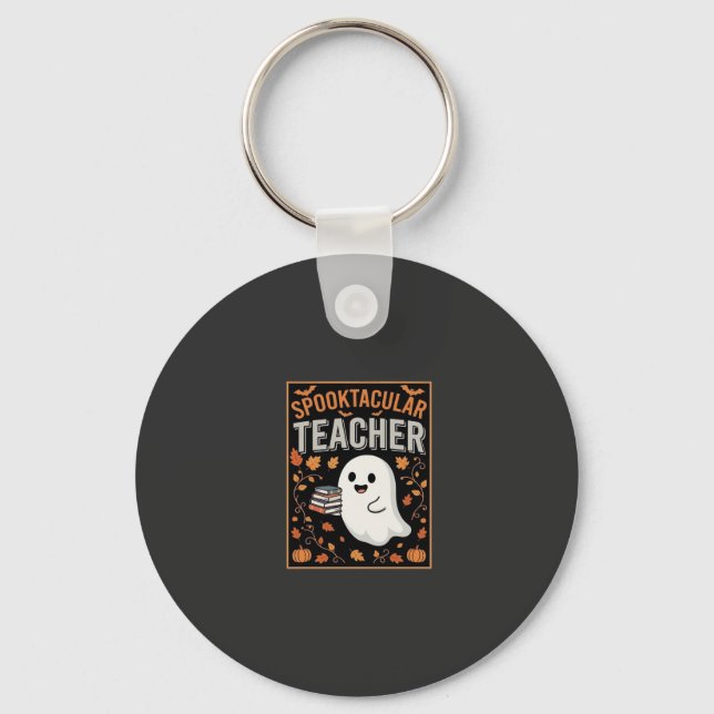 Skrämmande lärare Halloween-spökdesign_1 Nyckelring (Framsida)