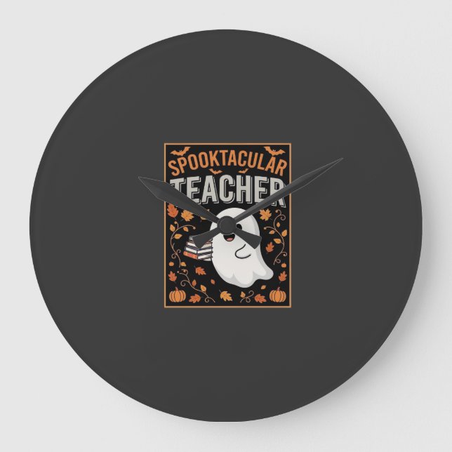 Skrämmande lärare Halloween-spökdesign_1 Stor Klocka (Framsida)