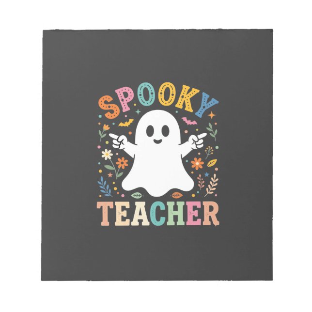 Skrämmande lärare Söt spöke Halloween-design_1 Anteckningsblock (Framsida)