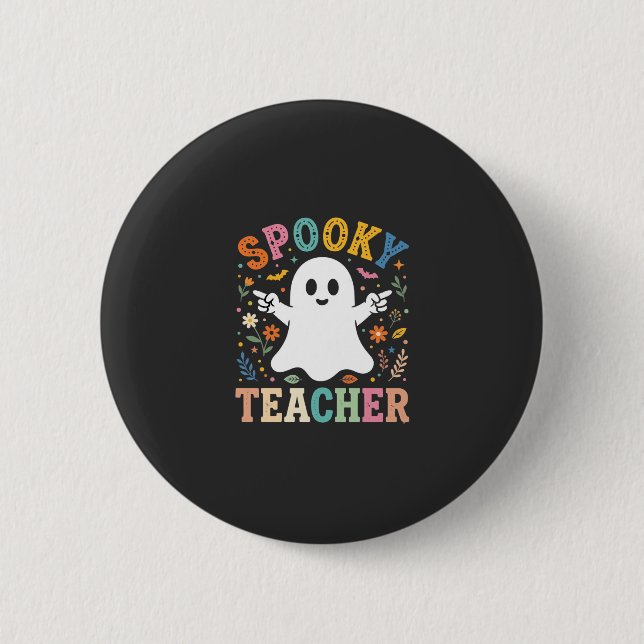 Skrämmande lärare Söt spöke Halloween-design_1 Knapp (Framsida)
