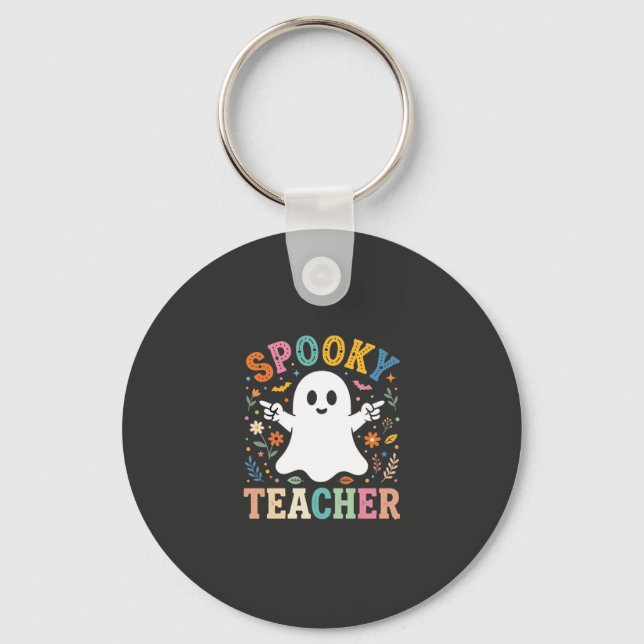 Skrämmande lärare Söt spöke Halloween-design_1 Nyckelring (Framsida)
