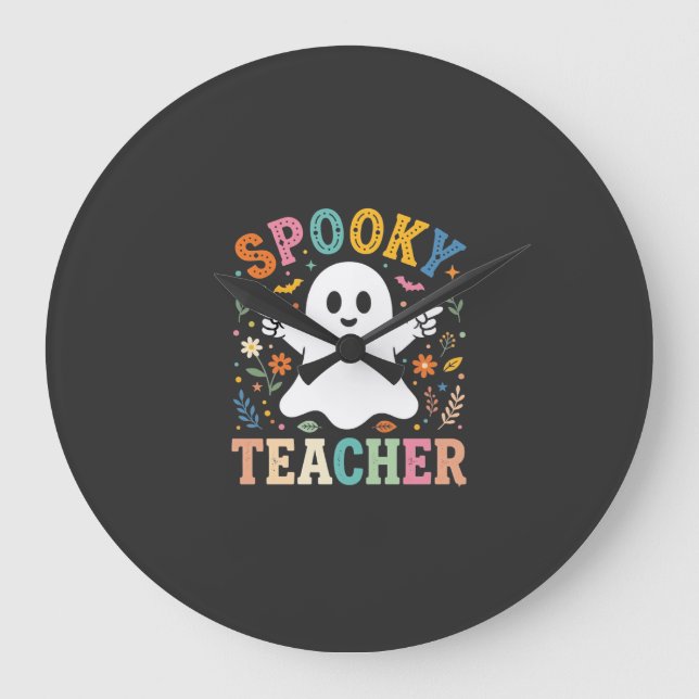 Skrämmande lärare Söt spöke Halloween-design_1 Stor Klocka (Framsida)