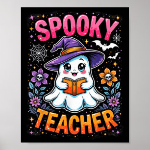 Skrämmande lärare söt spöke som läser bok rolig ha poster