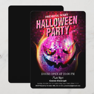 Skrämmande läskig Jack O Lantern Disco Boll Hallow Inbjudningar
