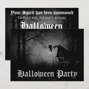 Skrämmande läskig korp i skogen Halloweenfest Inbjudningar