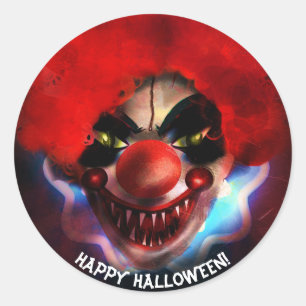 Skrämmande läskig mördarcirkus Halloween-festfavor Runt Klistermärke