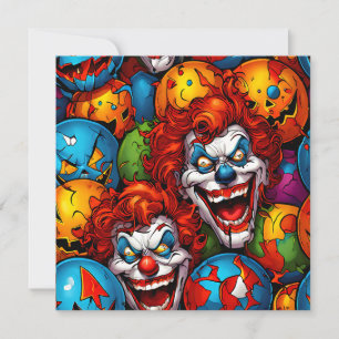 Skrämmande läskiga clowner Halloween Julkort