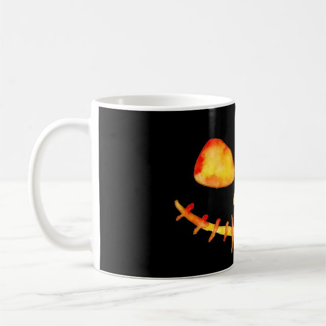 Skrämmande leende Jack O' Lantern-ansikte Kaffemugg (Vänster)