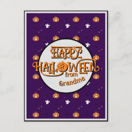 Skrämmande lila Halloween-mönster Personlig Helg Vykort