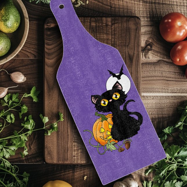 Skrämmande lila söt svart katt Halloween-pumpa (Skapare uppladdad)