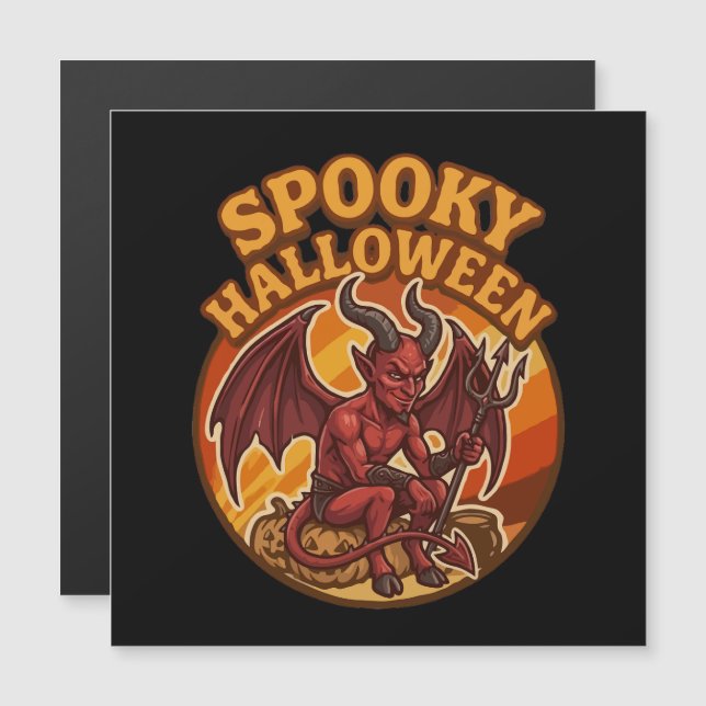 Skrämmande liten djävul Halloween Retro-design (Fram/baksida)