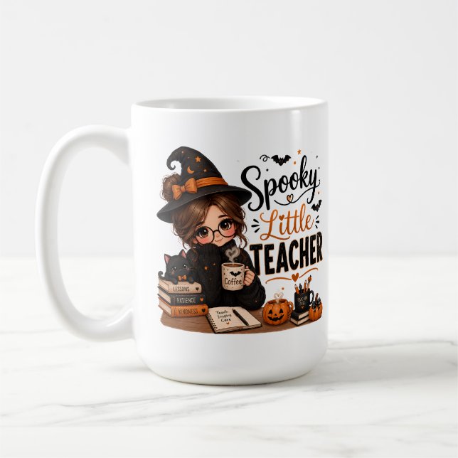 Skrämmande Liten Lärare Halloween Stor Mugg (Vänster)