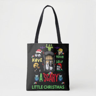 Skrämmande litet julhorrordesign tygkasse