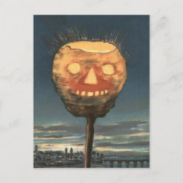 Skrämmande Ljus Jack O Lantern Pumpa Vykort