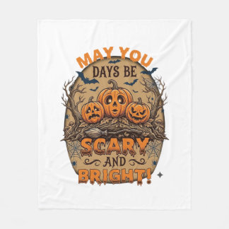 Skrämmande ljusa halloweenpumpor fladdermöss sopkä fleecefilt