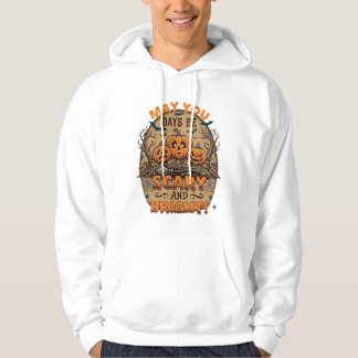 Skrämmande ljusa halloweenpumpor fladdermöss sopkä hoodie