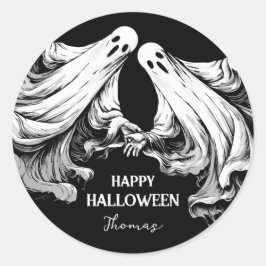 Skrämmande lycklig Halloween-festgodis med spöke Runt Klistermärke