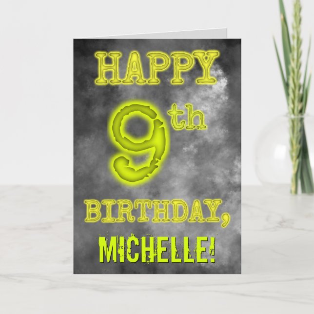 Skrämmande lysande aura look "GRATTIS PÅ 9-ÅRSdage Kort (Framsida)