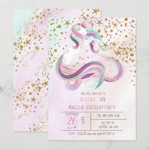 Skrämmande Magic Unicorn Birthday-inbjudningar Inbjudningar