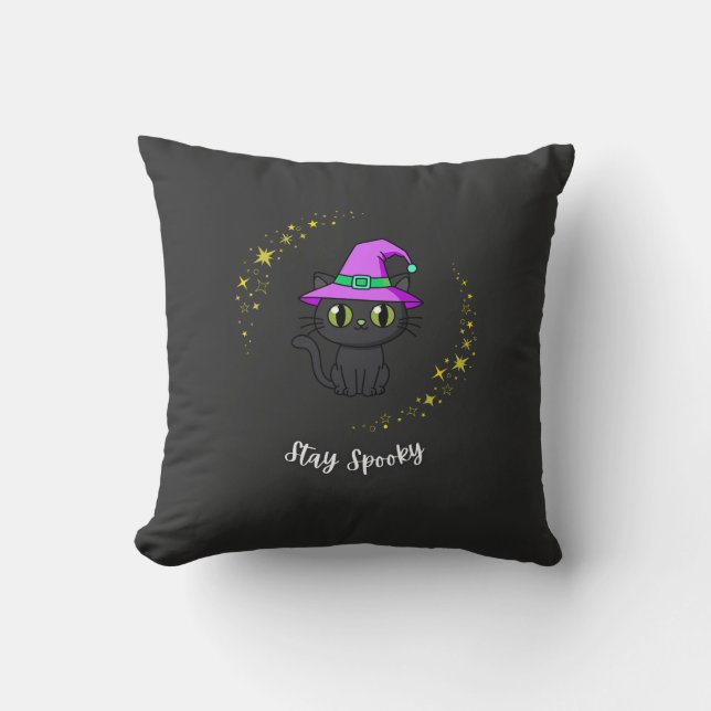 Skrämmande magisk häxhatt Halloween T-Shirt Kudde (Framsida)