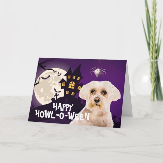 Skrämmande malteserterrier Halloween Kort (Framsida)