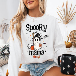 Skrämmande mamma Halloween Söt Ghost & Katt T Shirt