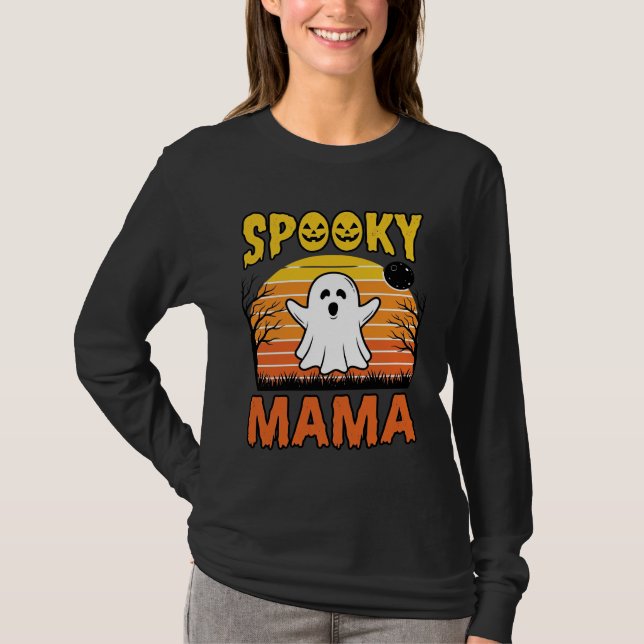 Skrämmande Mamma Vintage Spöke Halloween Tröja Des (Framsida)