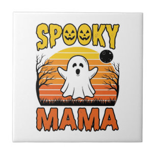 Skrämmande Mamma Vintage Spöke Halloween Tröja Des Kakelplatta