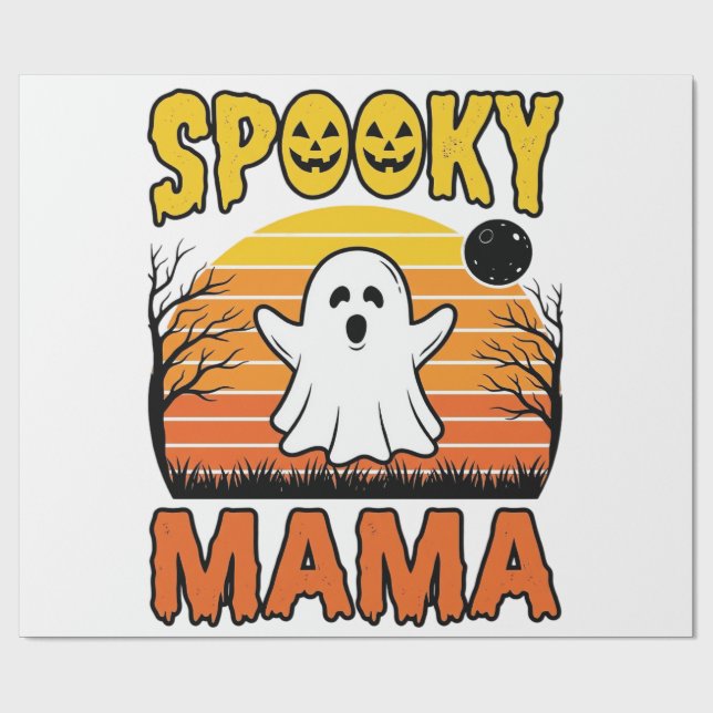 Skrämmande Mamma Vintage Spöke Halloween Tröja Des Presentpapper (Platt)